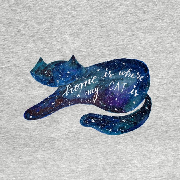 Watercolor galaxy cat - blue by wackapacka